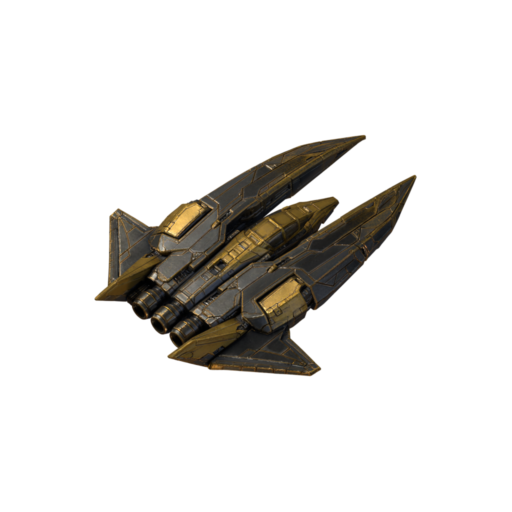 Centurion ship in gold and dark metal armor