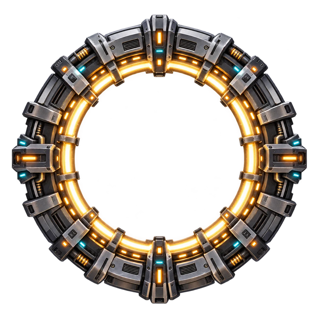 Jump portal shifting between amber and blue light
